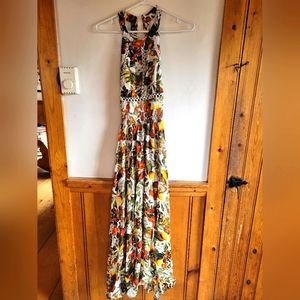 Jaase Endless Summer Maxi Dress Pear Tree Print Halter Crochet Boho Bohemian